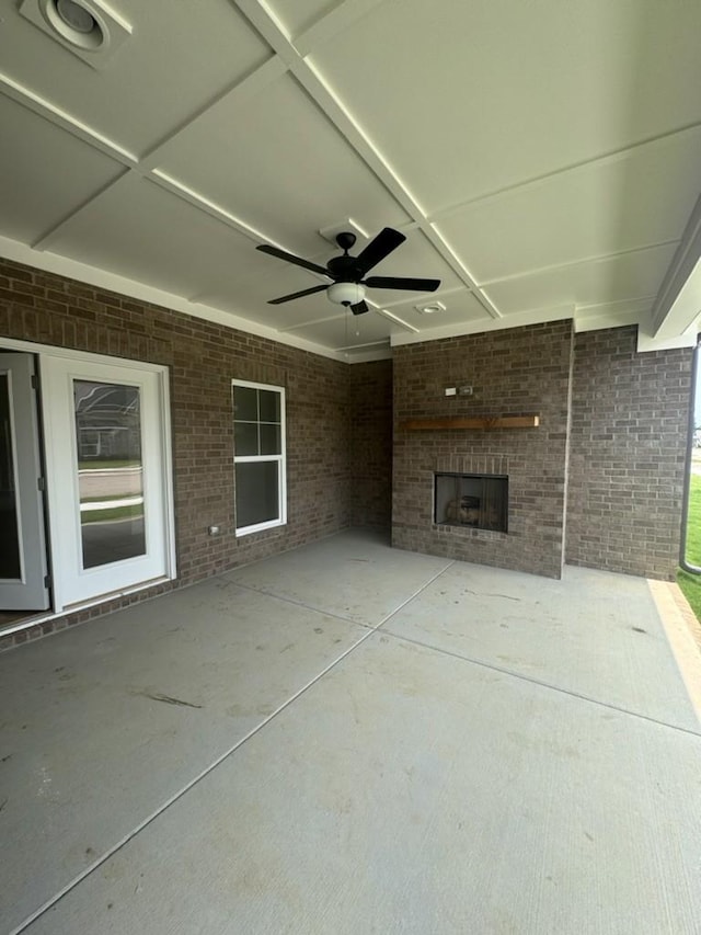 6709 Major Hutchings Dr, Hermitage, TN 37076 - view of patio / terrace with an outdoor brick fireplace and ceiling fan