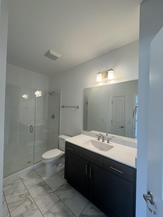 6709 Major Hutchings Dr, Hermitage, TN 37076 - bathroom featuring marble finish flooring, vanity, and a stall shower