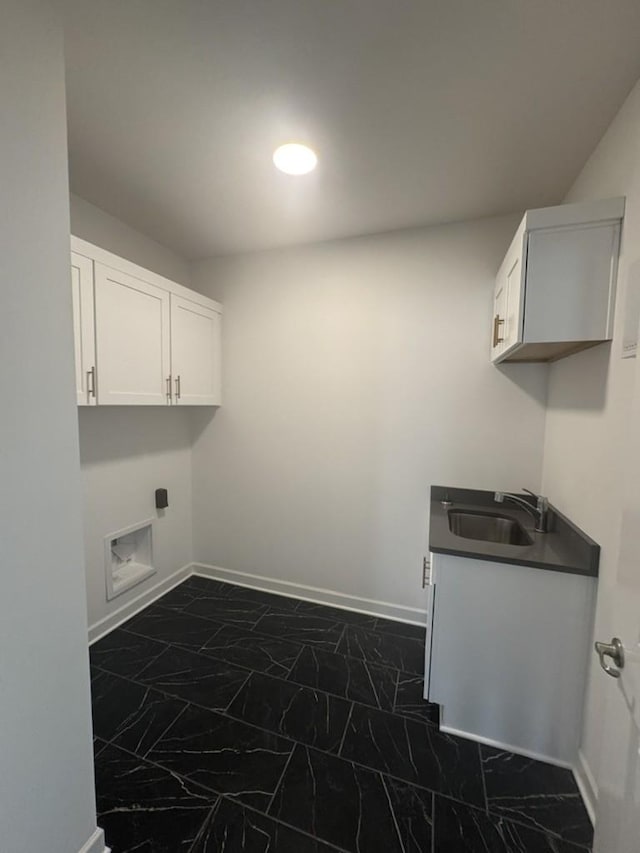 6709 Major Hutchings Dr, Hermitage, TN 37076 - laundry area featuring cabinet space, dark marble finish flooring, hookup for a washing machine, hookup for an electric dryer, and recessed lighting