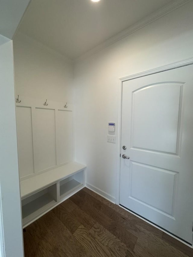 6709 Major Hutchings Dr, Hermitage, TN 37076 - mudroom featuring dark wood-style floors and ornamental molding