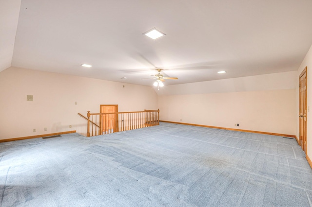 145 Dekewood Dr, Old Hickory, TN 37138 - unfurnished room featuring ceiling fan, lofted ceiling, light carpet, baseboards, and recessed lighting