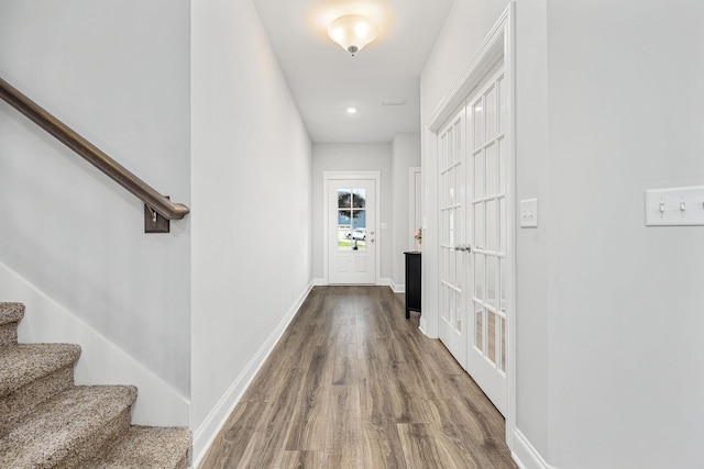 1006 Brinxton Run, Murfreesboro, TN 37128 - entryway featuring stairs, wood finished floors, and baseboards