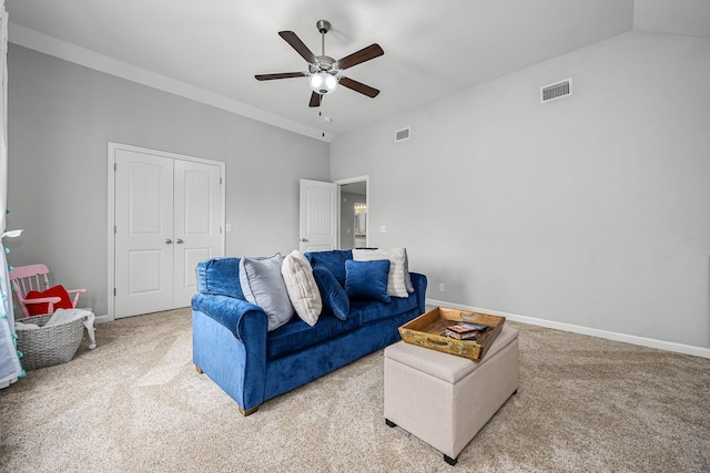 1006 Brinxton Run, Murfreesboro, TN 37128 - living area featuring carpet floors, ceiling fan, and baseboards