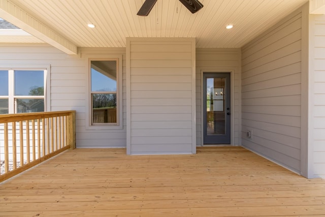 1161 Goose Dr, Springfield, TN 37172 - property entrance with a wooden deck and a ceiling fan
