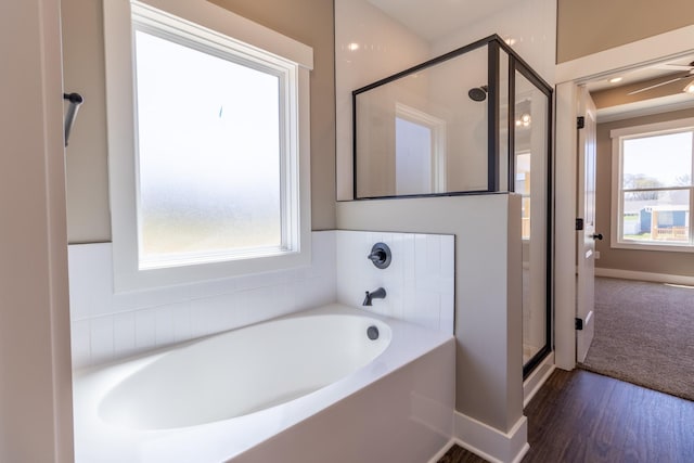 1137 Goose Dr, Springfield, TN 37172 - full bath with plenty of natural light, a stall shower, a bath, and baseboards