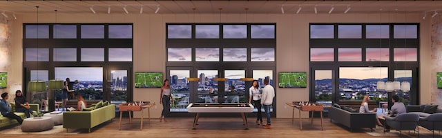 lobby with a high ceiling