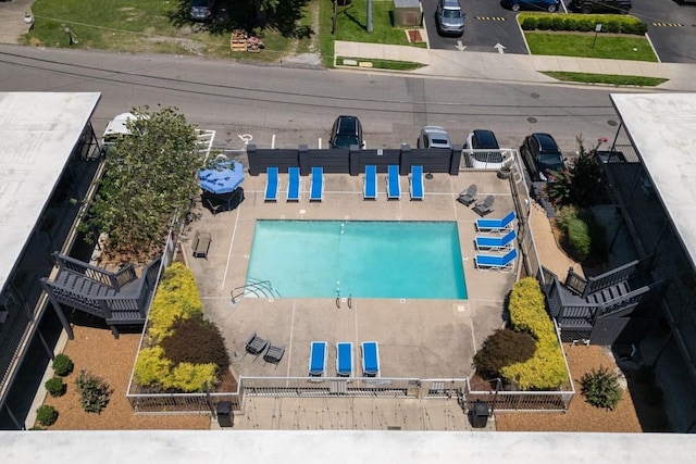 bird's eye view of a pool