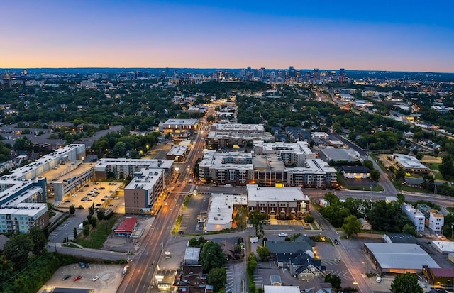 aerial view at dusk of a view of city