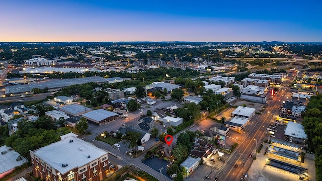 aerial view at dusk of a view of city