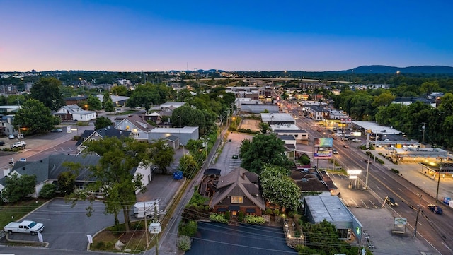 aerial view at dusk of a mountain view