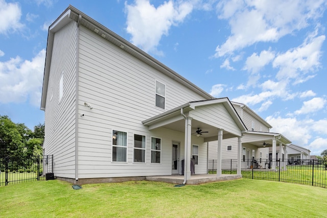 3628 Pelham Wood Dr, Murfreesboro, TN 37128 - rear view of house with a ceiling fan and a patio