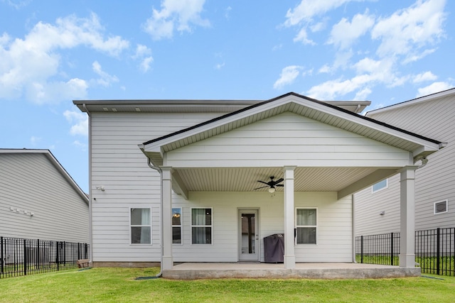 3628 Pelham Wood Dr, Murfreesboro, TN 37128 - rear view of house featuring a ceiling fan and a patio