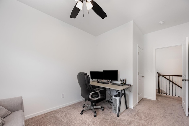 3628 Pelham Wood Dr, Murfreesboro, TN 37128 - office area featuring carpet flooring, a ceiling fan, and baseboards