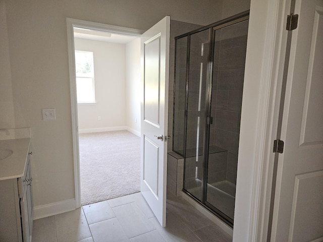 116 Holly Rdg, Antioch, TN 37013 - bathroom featuring vanity, a stall shower, and tile patterned flooring