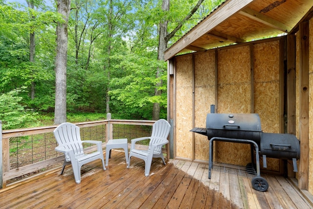 1056 Simms Heights Rd, Kingston Springs, TN 37082 - wooden terrace with a grill and a view of trees