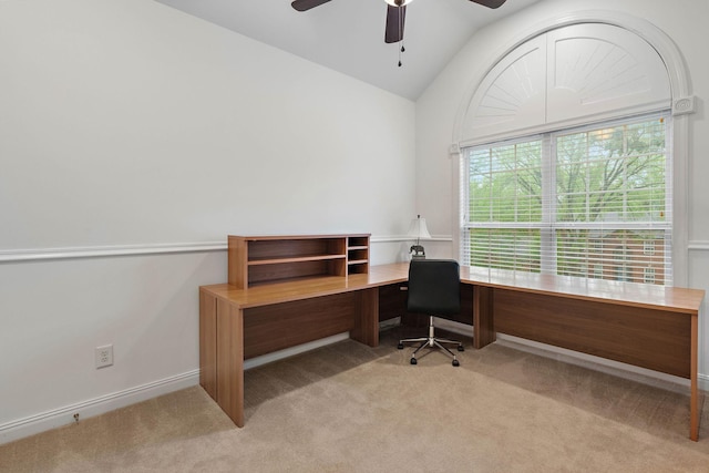 313 Red Feather Ln, Brentwood, TN 37027 - office space featuring a ceiling fan, carpet flooring, and lofted ceiling