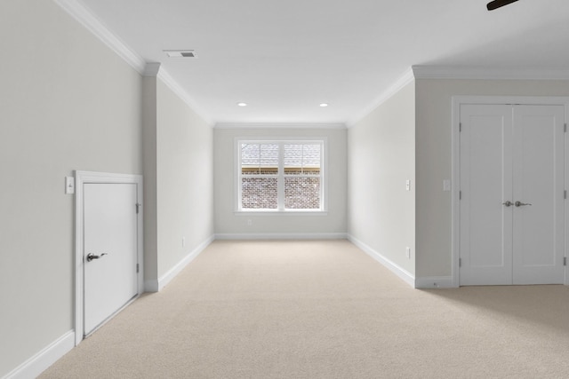 2212 Peterson Dr, Chattanooga, TN 37421 - spare room featuring ornamental molding, light carpet, recessed lighting, and a ceiling fan