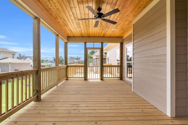 2212 Peterson Dr, Chattanooga, TN 37421 - wooden deck featuring a ceiling fan and a residential view