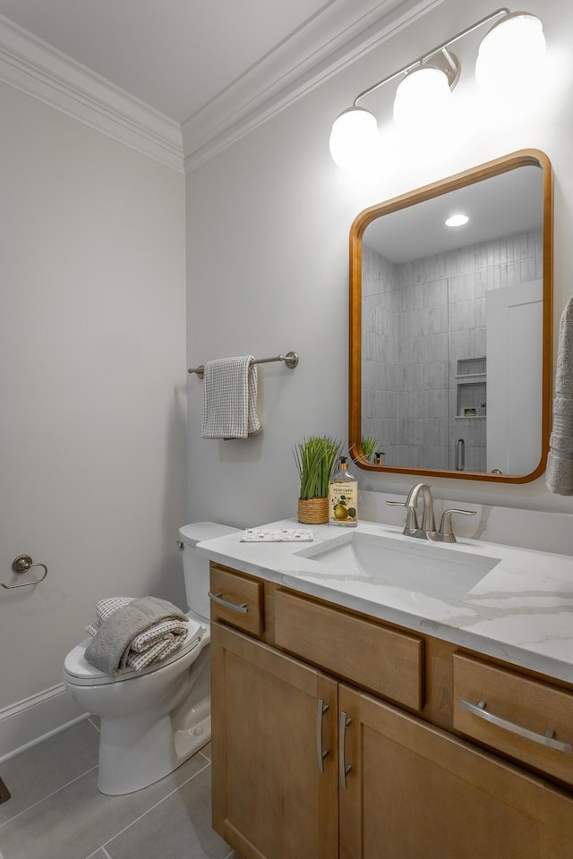 2212 Peterson Dr, Chattanooga, TN 37421 - bathroom with ornamental molding, vanity, and tile patterned floors