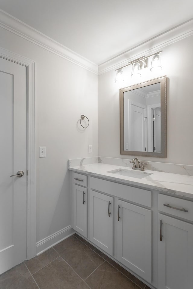 2212 Peterson Dr, Chattanooga, TN 37421 - bathroom featuring vanity, ornamental molding, and tile patterned flooring