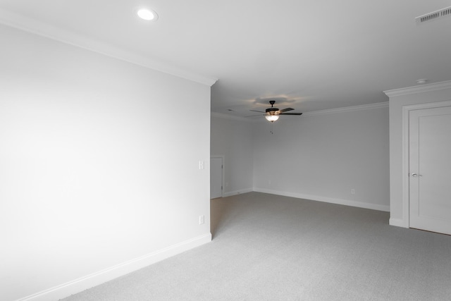 2212 Peterson Dr, Chattanooga, TN 37421 - spare room featuring crown molding, light colored carpet, a ceiling fan, and recessed lighting