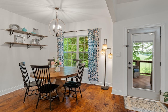 1951 Winsome Ln, Adams, TN 37010 - dining room with a chandelier, healthy amount of natural light, baseboards, and wood finished floors