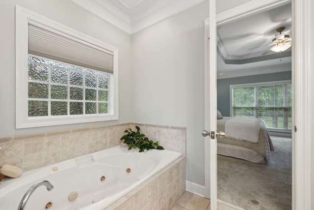2335 Garrison Cv, Murfreesboro, TN 37130 - full bathroom featuring crown molding, ensuite bathroom, healthy amount of natural light, and a tub with jets