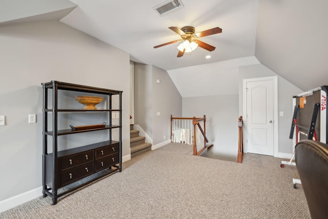 2335 Garrison Cv, Murfreesboro, TN 37130 - bonus room featuring lofted ceiling, ceiling fan, carpet, and baseboards