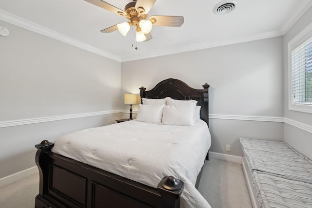 2335 Garrison Cv, Murfreesboro, TN 37130 - bedroom with light carpet, ornamental molding, baseboards, and a ceiling fan