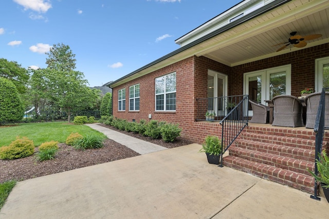 2335 Garrison Cv, Murfreesboro, TN 37130 - view of patio / terrace featuring a ceiling fan and french doors