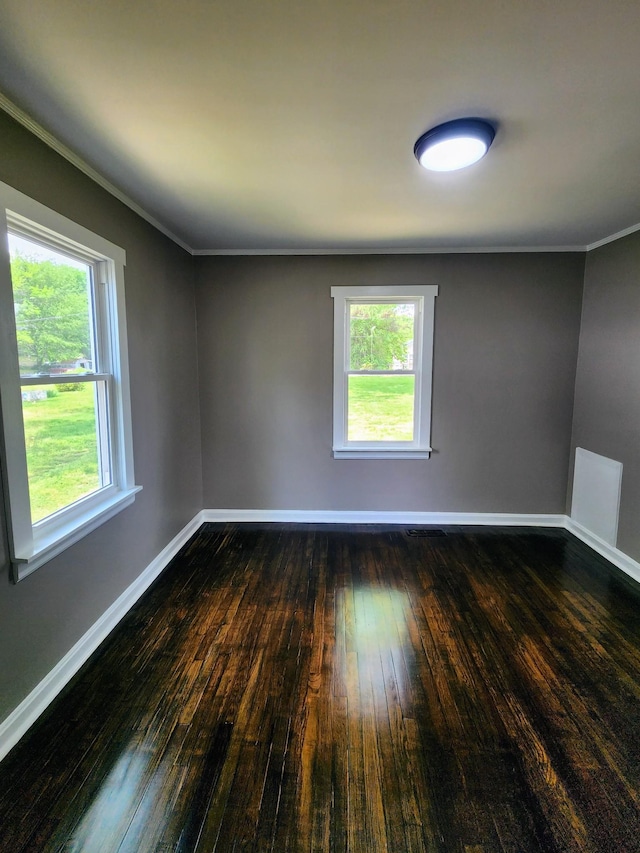 306 Johnson St, Lawrenceburg, TN 38464 - spare room featuring dark wood-style flooring, ornamental molding, and baseboards