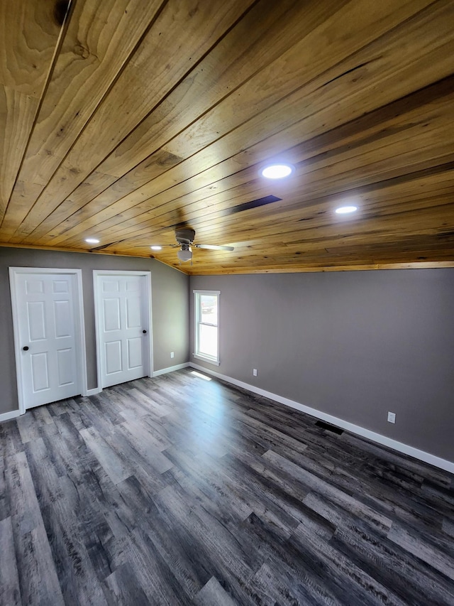 306 Johnson St, Lawrenceburg, TN 38464 - unfurnished bedroom with wooden ceiling, baseboards, dark wood finished floors, and recessed lighting