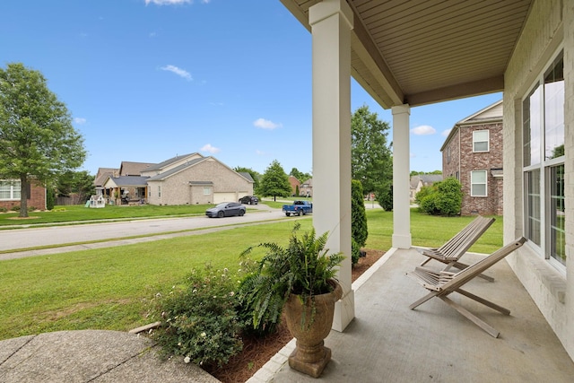 view of patio with a porch and a residential view