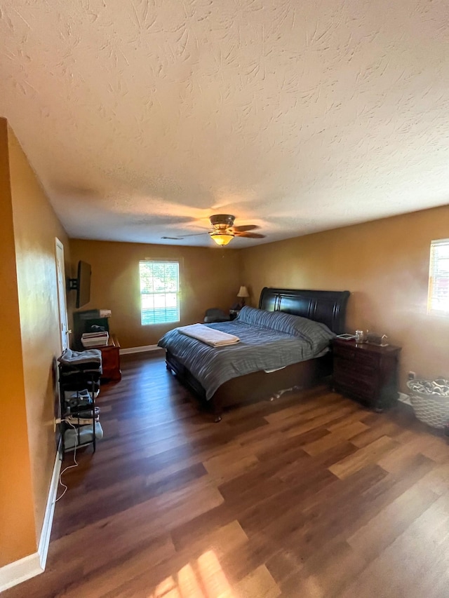 3517 Dobbins Pike, Portland, TN 37148 - bedroom featuring a textured ceiling, wood finished floors, baseboards, and ceiling fan