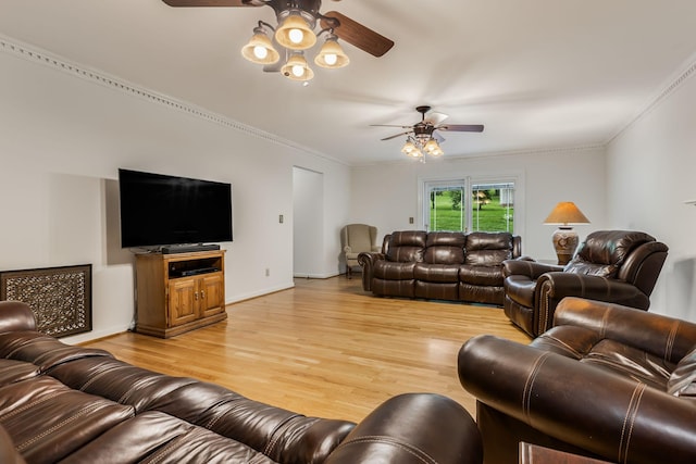 4060 Carters Creek Pike, Franklin, TN 37064 - living area with a ceiling fan, light wood-style flooring, ornamental molding, and baseboards