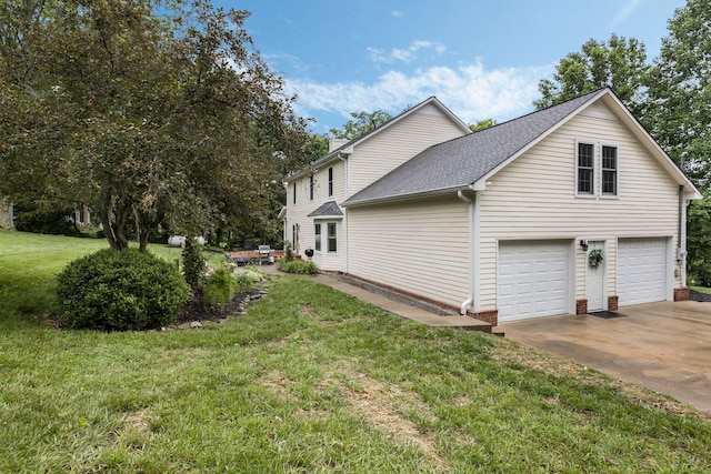 4060 Carters Creek Pike, Franklin, TN 37064 - view of home's exterior with driveway, a lawn, a garage, and roof with shingles