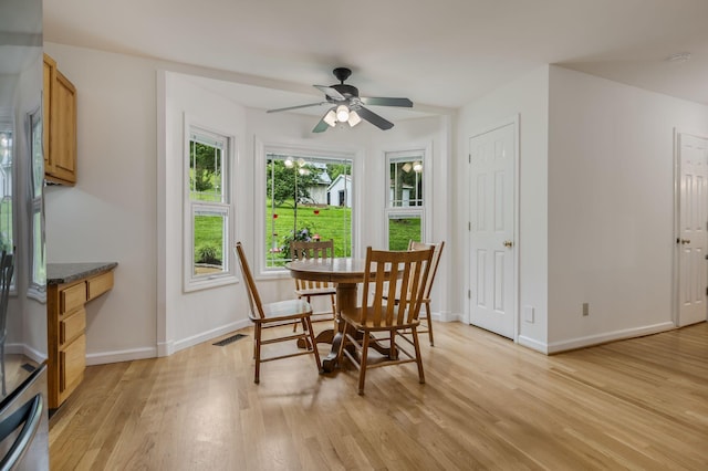 4060 Carters Creek Pike, Franklin, TN 37064 - dining space with healthy amount of natural light, light wood finished floors, a ceiling fan, and baseboards