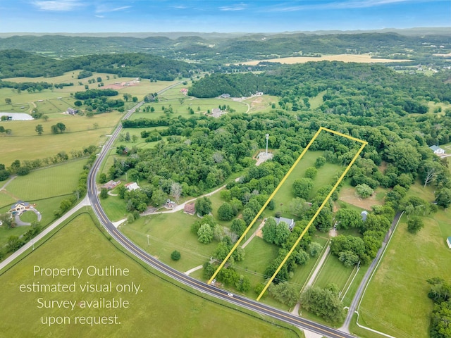 4060 Carters Creek Pike, Franklin, TN 37064 - overview of rural landscape with property boundaries highlighted