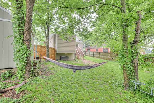 view of yard with stairs