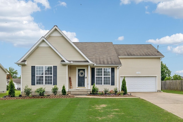 view of front of house featuring concrete driveway, an attached garage, and roof with shingles