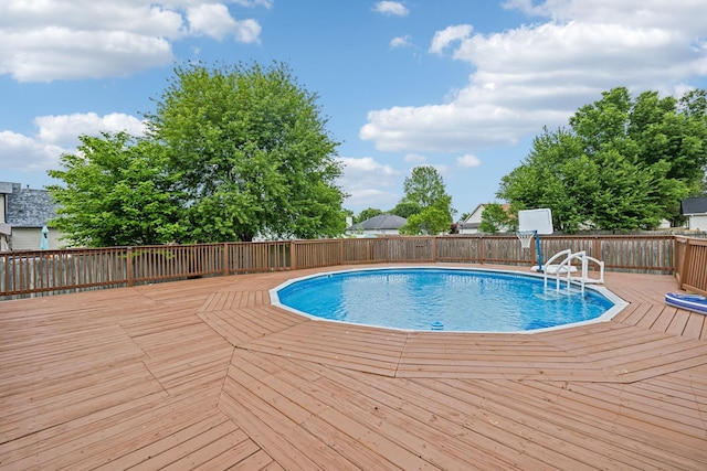 view of pool featuring a deck