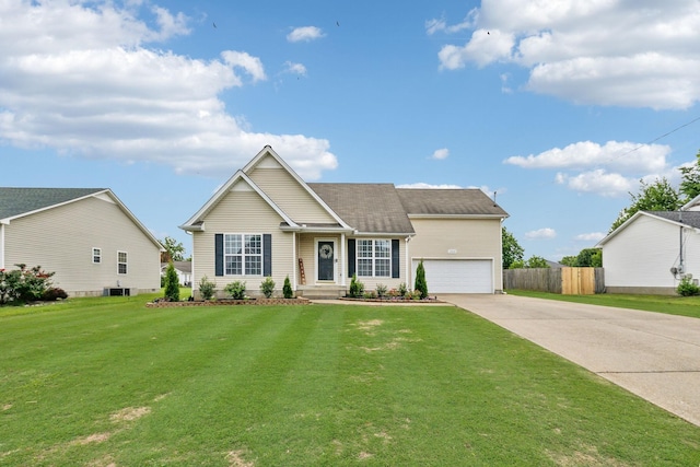 view of front of home with concrete driveway and central AC