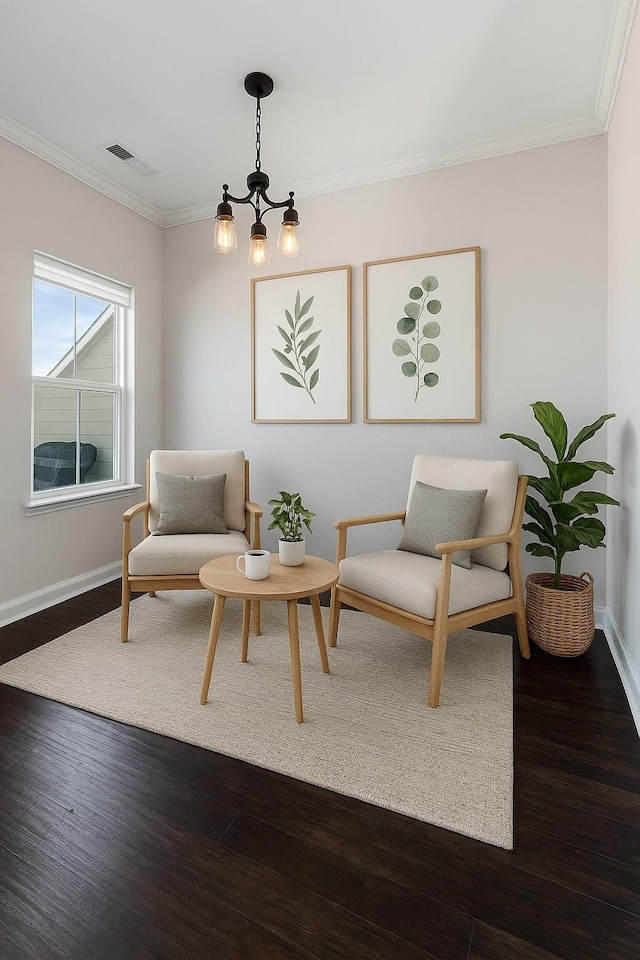 248 Kinsale Dr End Unit, End Unit, Spring Hill, TN 37174 - sitting room featuring wood finished floors, ornamental molding, baseboards, and a chandelier