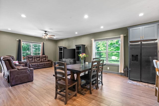 996 Gratton Rd, Clarksville, TN 37043 - dining area with ceiling fan, light wood-type flooring, and recessed lighting