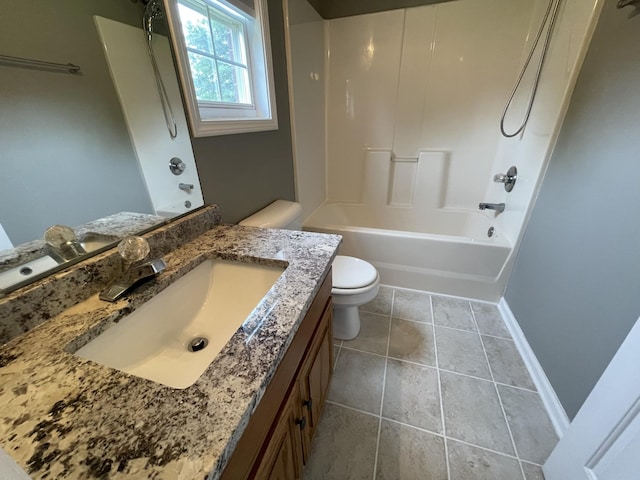 9104 Eddystone Ct, Smyrna, TN 37167 - full bathroom featuring toilet,  shower combination, tile patterned floors, vanity, and baseboards