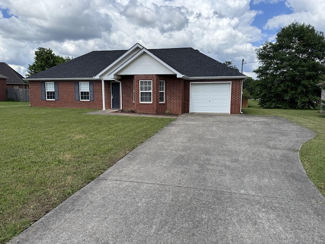 9104 Eddystone Ct, Smyrna, TN 37167 - ranch-style house with an attached garage, brick siding, and a front yard