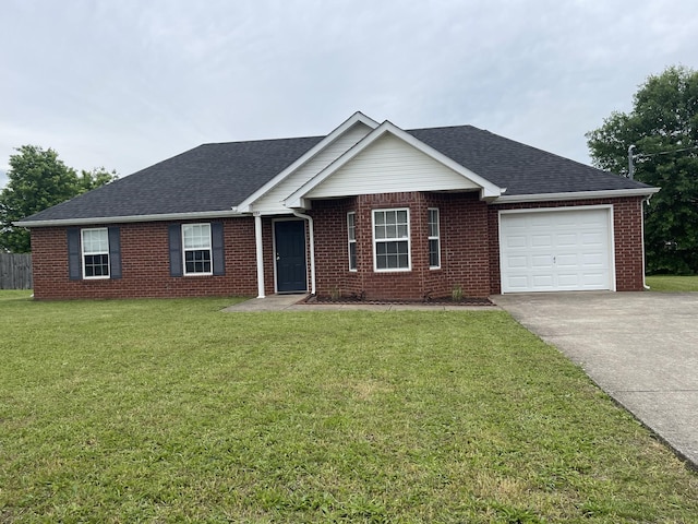 9104 Eddystone Ct, Smyrna, TN 37167 - ranch-style house featuring driveway, a garage, brick siding, and a front yard