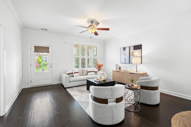 4085 Liberton Way, Nolensville, TN 37135 - living room featuring a ceiling fan, wood-type flooring, crown molding, and baseboards