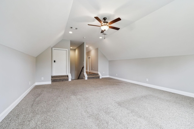 7575 Carthage Hwy, Lebanon, TN 37087 - bonus room with lofted ceiling, carpet, a ceiling fan, baseboards, and recessed lighting