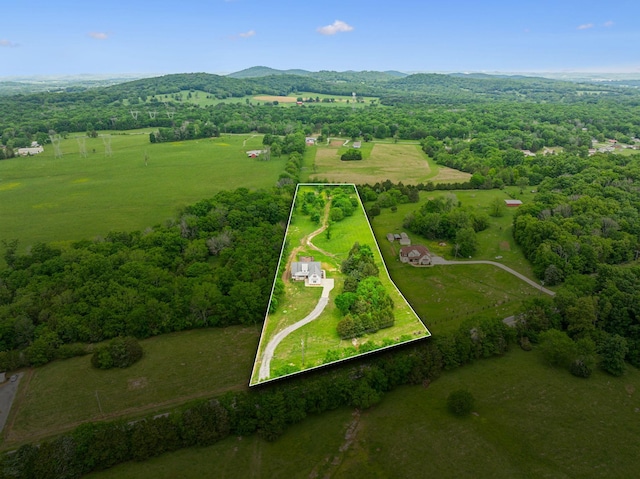 7575 Carthage Hwy, Lebanon, TN 37087 - aerial view of sparsely populated area with property parcel outlined and a mountain backdrop